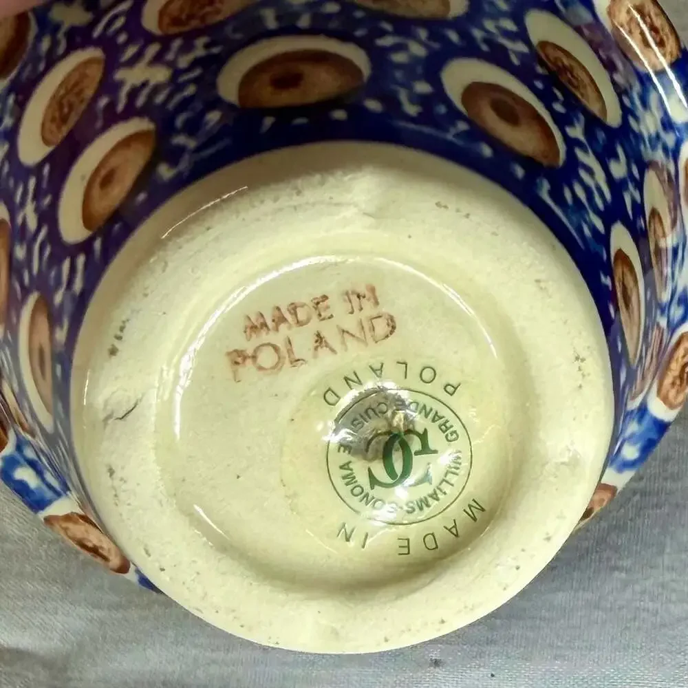 Williams-Sonoma Polish Pottery Stoneware Flower Pot Planter Made in Poland